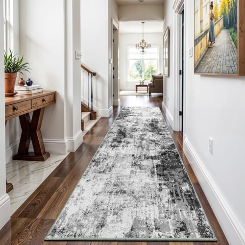 3x12 Washable Runner Rugs for Hallway: Long Abstract Runners for Entryway - Image 2