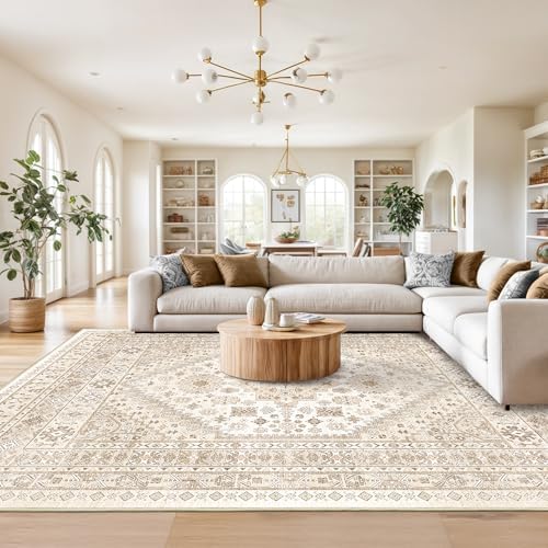 Washable Rugs 8x10 Area Rugs for Living Room, Cream/Beige - Image 5