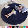 Amdrebio Dark Navy Blue Round Rug 4Ft by Amdrebio