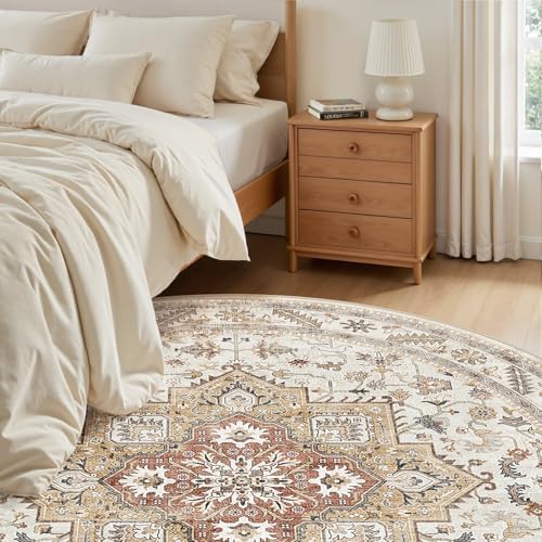 cotiled 5ft Round Living Room Area Rug, Traditional - Image 6