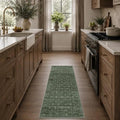 JOOJA 2x6 Dark Olive Green Vintage Low Pile Western Washable Runner Rug by JOOJA