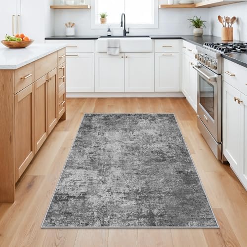 Washable Abstract Entryway Rug 3x4: Indoor Modern Non-Slip Kitchen Rugs Low - Image 2