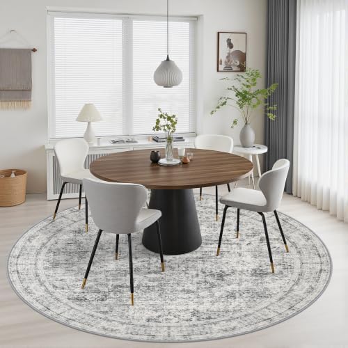 Round Area Rug Living Room: 6 ft Modern Washable Indoor Carpet - Image 4
