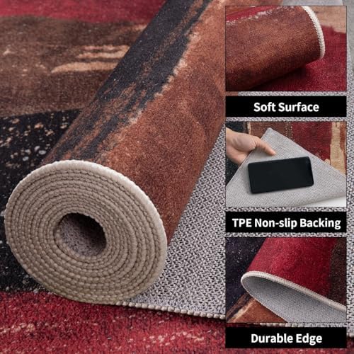Ciicool 8x10 Area Rugs for Living Room, Modern Abstract Washable Rug Red - Image 3