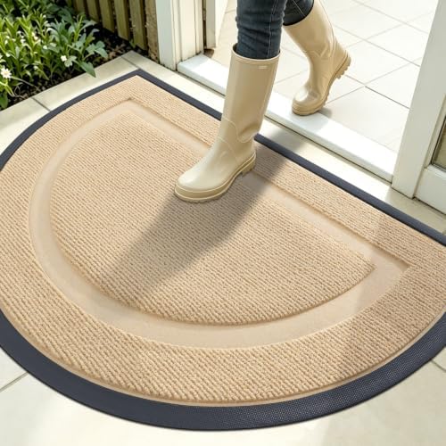 OLANLY Half Circle Front Door Mat Outside 35x23 All-Season Rubber Doormat by OLANLY