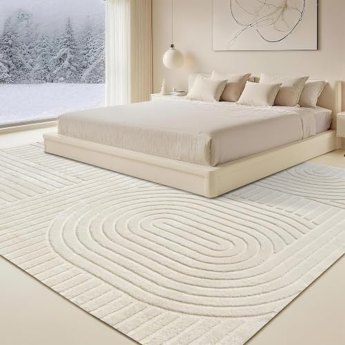 Beige Solid Area Rug 6x9, Washable Rugs - Image 7