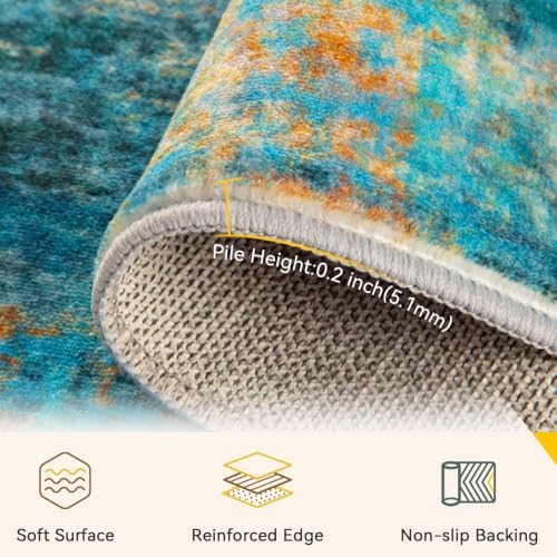 RELEANY Washable 8'x10' Abstract Area Rug - Image 4