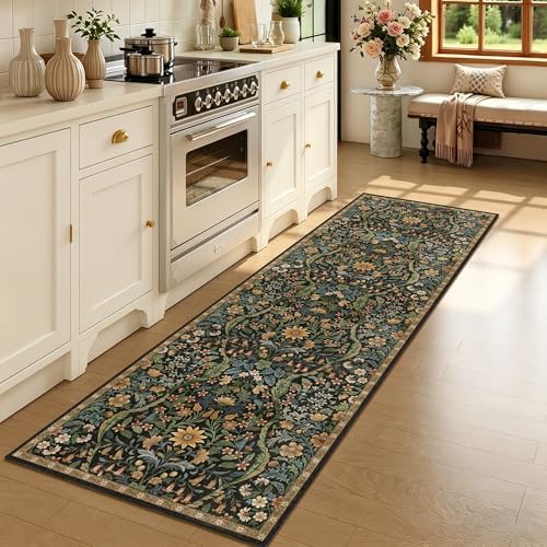 2x6 Floral Runner Rug for Kitchen Washable Hallway Runner Rug by NakedCloud