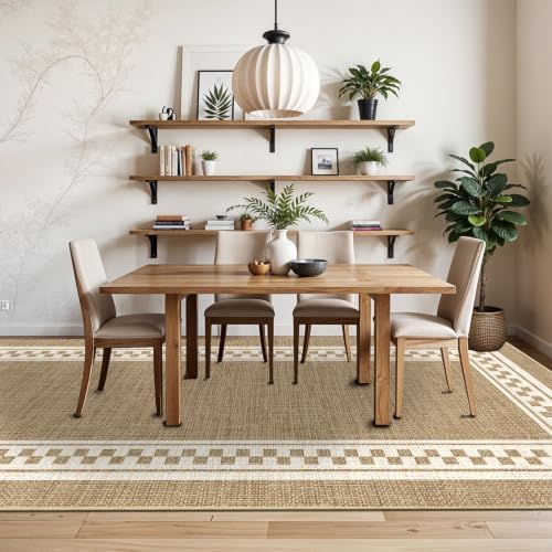 Faux Linen Washable Rug Smooth Breathable Mat 5x10 Warm Brown - Image 3
