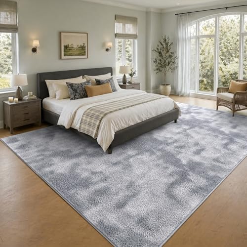 7x10 Large Tie-dye Light Grey Area Rug Washable Non-Slip - Image 2