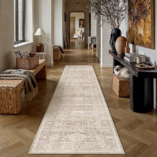 HUGEAR Beige Washable 3x10 Runner Rugs - Image 2