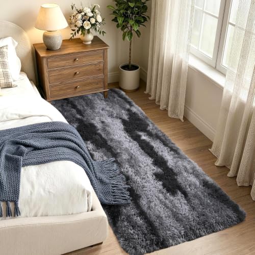 Noahas 2x8 Black Fluffy Soft Runner Rug Non-Slip - Image 2