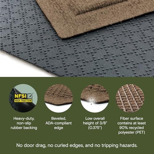 WaterHog Squares Heavy Duty Front Door Mat, 35.5"x59.5", Dark Brown - Image 3