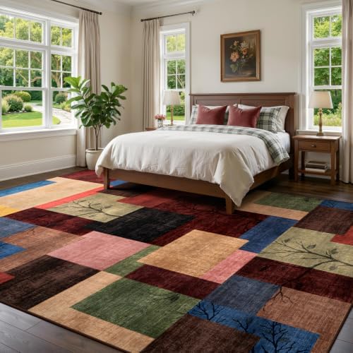 Large Area Rugs for Living Room, Modern Geometric Patchwork Carpet Non-Slip - Image 2