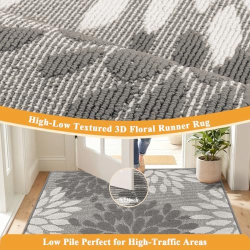 HEBE Washable Hallway Runner Rug 2x6, High-Low Textured Kitchen Rug Runner - Image 3