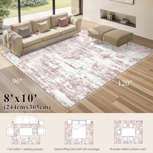 8x10 Area Rugs Living Room Abstract Washable Rug - Image 2
