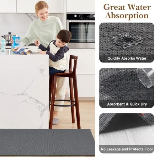 Kitchen Rugs Set of 2, Washable Floor Mats, Khaki 20x32+20x60in - Image 3