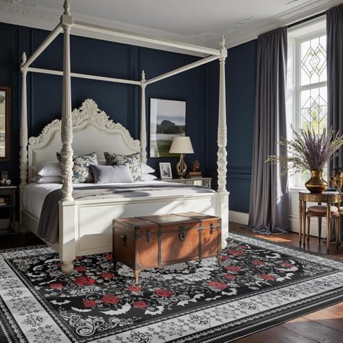 Nayoroom Dark Academia Gothic Black Area Rug, Machine Washable, 8 x 10 ft - Image 3