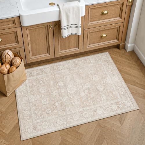 2x3 Beige Neutral Vintage Entryway Area Rug - Image 4