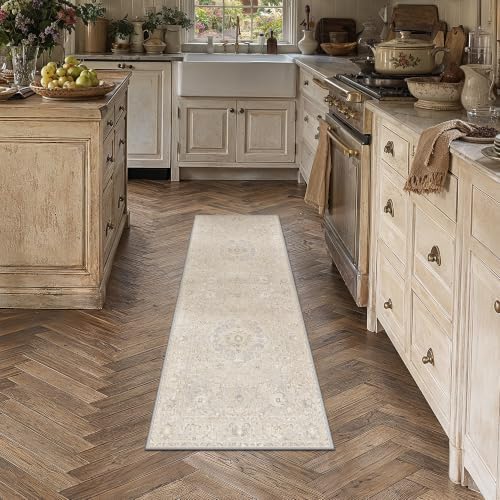 2x5 Beige Runner Rug Vintage Carpet - Image 2