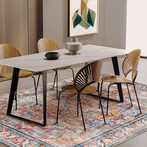 CHAMPLANT Washable Area Rug 5'x7' Retro Boho Chic Medallion Distressed Design - Image 2