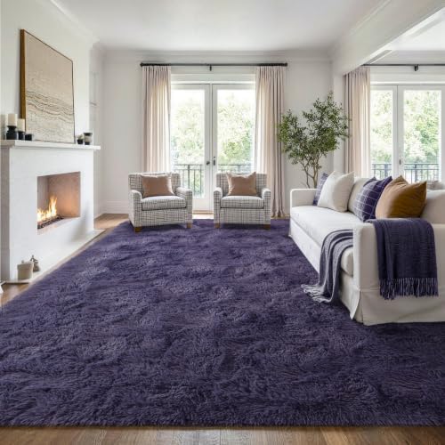 9x12 Extra Large Taro Purple Fluffy Area Rug Non-Slip - Image 3