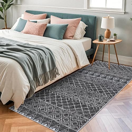 3x6 Moroccan Runner Rug Washable: Non Slip Pets Friendly Runners Black - Image 4