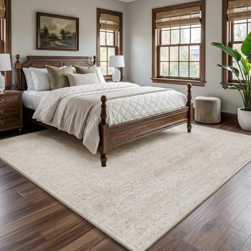 FMFUNCTEX 12x15 Washable Beige Neutral Vintage Area Rug - Image 3