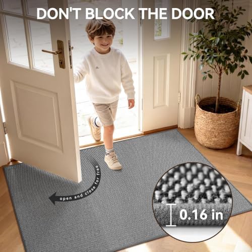 Front Door Mat Outside & Indoor Entrance Floor Mats Grey 17"x30" - Image 4