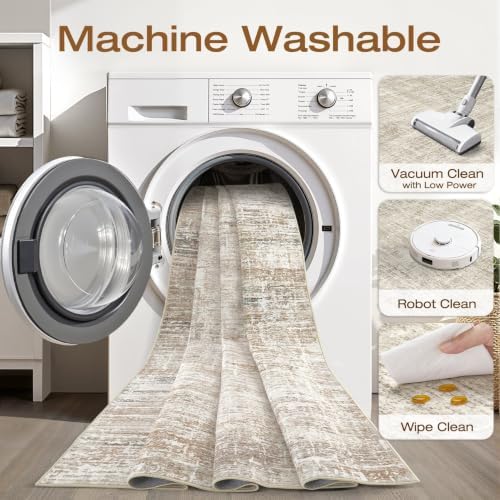 LOONGRUG 6x8 Area Rug Washable Neutral Modern Living Room Rug Dark Brown - Image 2