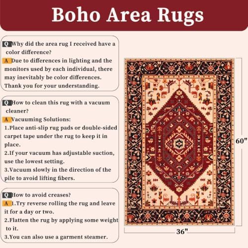 SERISSA 3x5 Washable Non Slip Boho Area Rug - Image 2