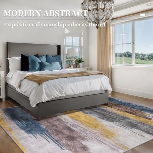 Ciicool 4x6 Area Rugs for Living Room, Modern Abstract Washable Rug Yellow - Image 2