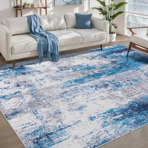Ciicool 5x7 Area Rugs for Living Room, Modern Abstract Washable Carpet Blue by CIICOOLHomeDeco
