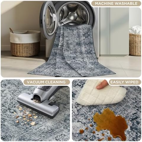 Joydeco 2x5 Hallway Runner Rug, Boho Vintage Washable Rugs - Image 5
