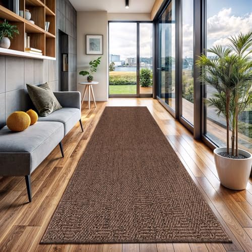 CAMILSON Easy Jute Runner Rug Brown Solid Boho Woven Design Easy-Cleaning Non - Image 6