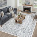 PureCozy Navy Blue Area Rug 7x9 Vintage Floral by PureCozy