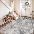 4x6 Rug Washable for Entryway: Abstract Runner for Bedroom Black Grey by HILORUUG
