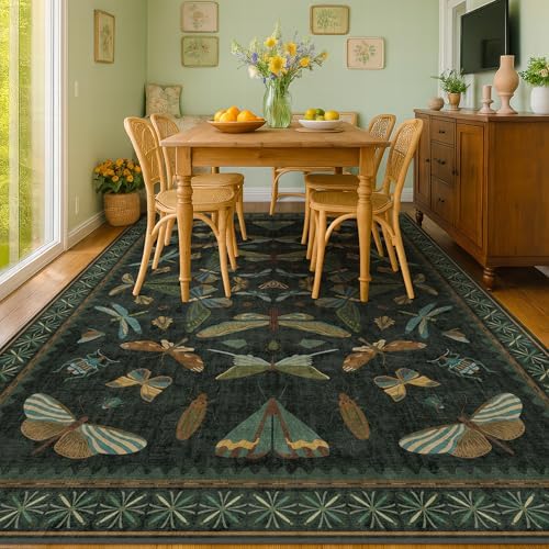 6x9 Dark Green Area Rugs for Dining Room by HazoHaus