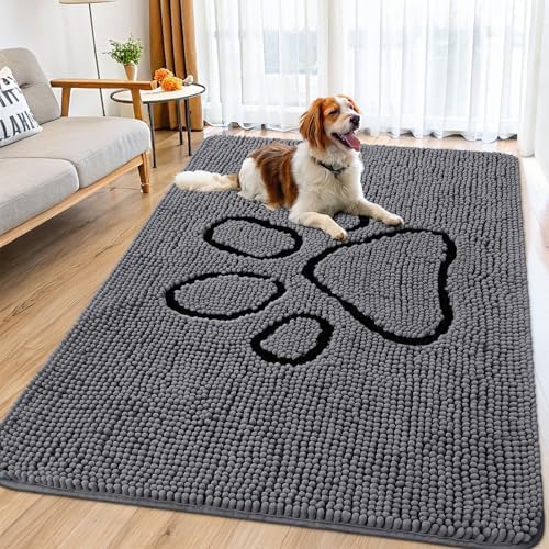 Smiry Dog Door Mat for Muddy Paws, Absorbent Non Slip Dirt Trapper by Smiry
