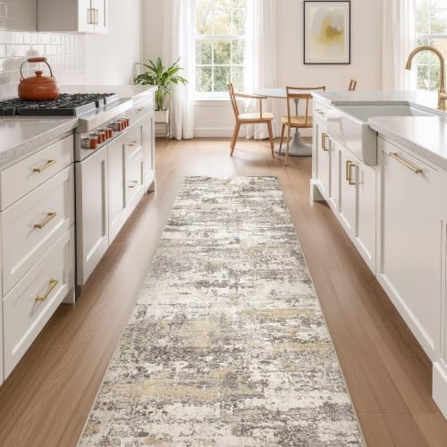 3x8 Runner Rug, Abstract Washable Hallway Rugs - Image 2