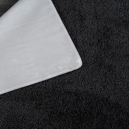 Area Rug 5x7 Black Washable Indoor Rug Solid Non Slip Easy to Clean Non - Image 6