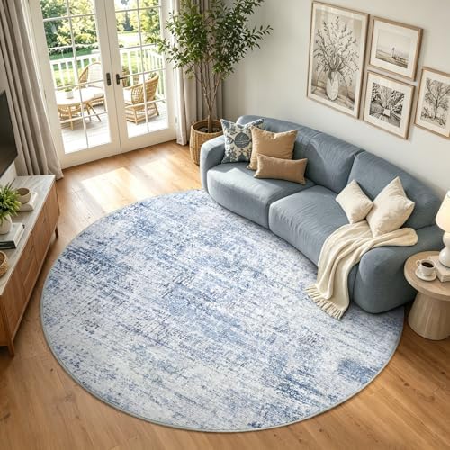 4ft Round Abstract Washable Area Rug - Image 2