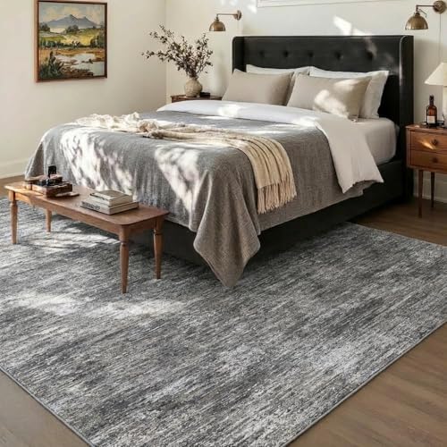 Garvee 9x12 Area Rugs for Living Room Solid Color Washable Rug, Light Grey - Image 2