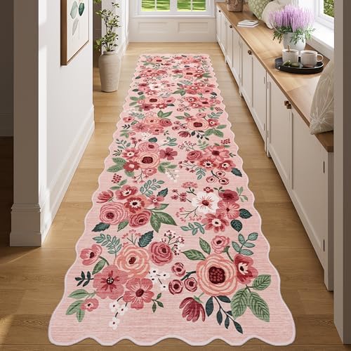 DUKINO 2x8 Washable Runner Rug, Floral Non Slip Kitchen Runner Rug - Image 4
