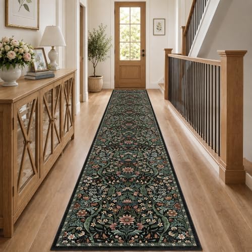 2x12 Floral Runner Rug for Hallway Washable Kitchen Runner Rug - Image 2