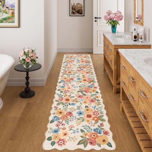 DUKINO 2x8 Washable Runner Rug, Floral Non Slip Kitchen Rugs - Image 5