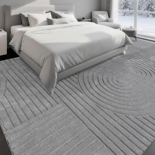 Grey Solid Area Rug 9x12, Large Washable Soft Rugs - Image 4
