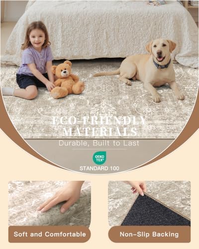 Madane 3x4 Area Rugs for Entryway, Washable Neutral Soft Rugs Brown/Sand - Image 7