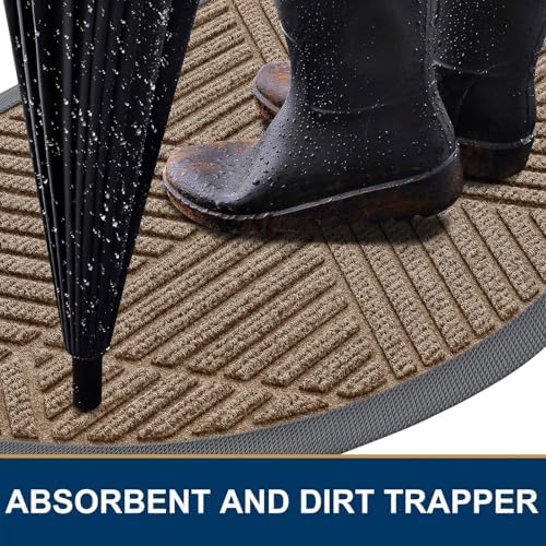Smiry Half Circle Front Door Mat Outside Entrance, Rubber Doormat - Image 3