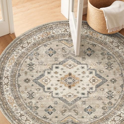 cotiled 6ft Round Living Room Area Rug, Traditional - Image 6